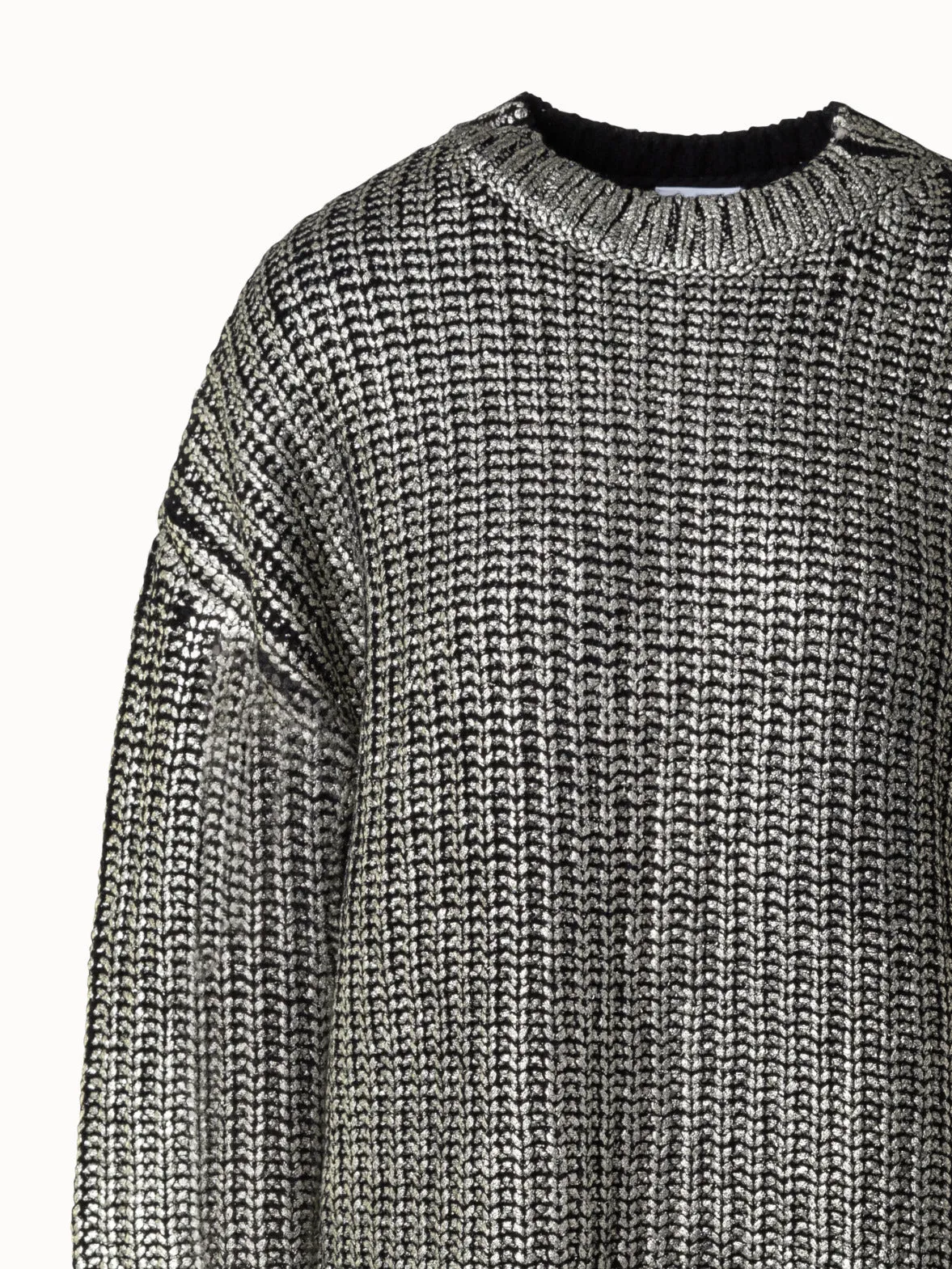Long Chunky Laminated Cashwool Knit Sweater Akris