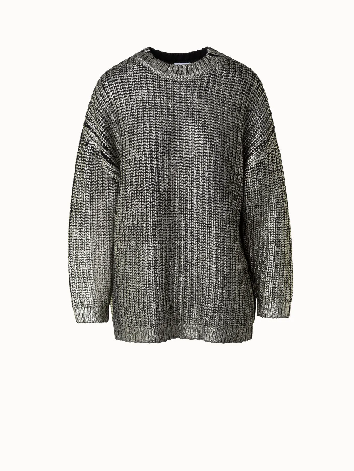 Long Chunky Laminated Cashwool Knit Sweater Akris