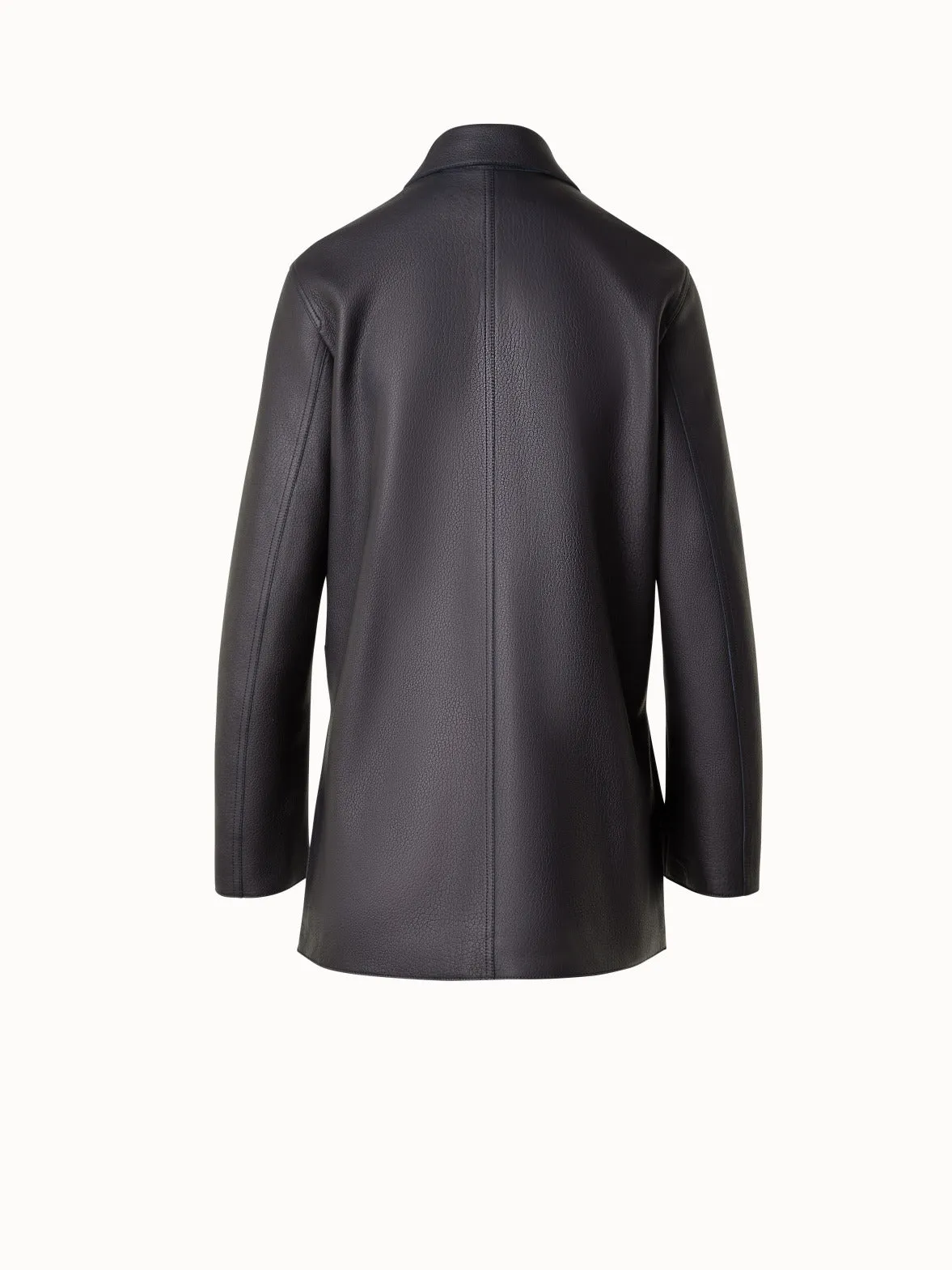 Long Leather Jacket with Cervo Structure Akris