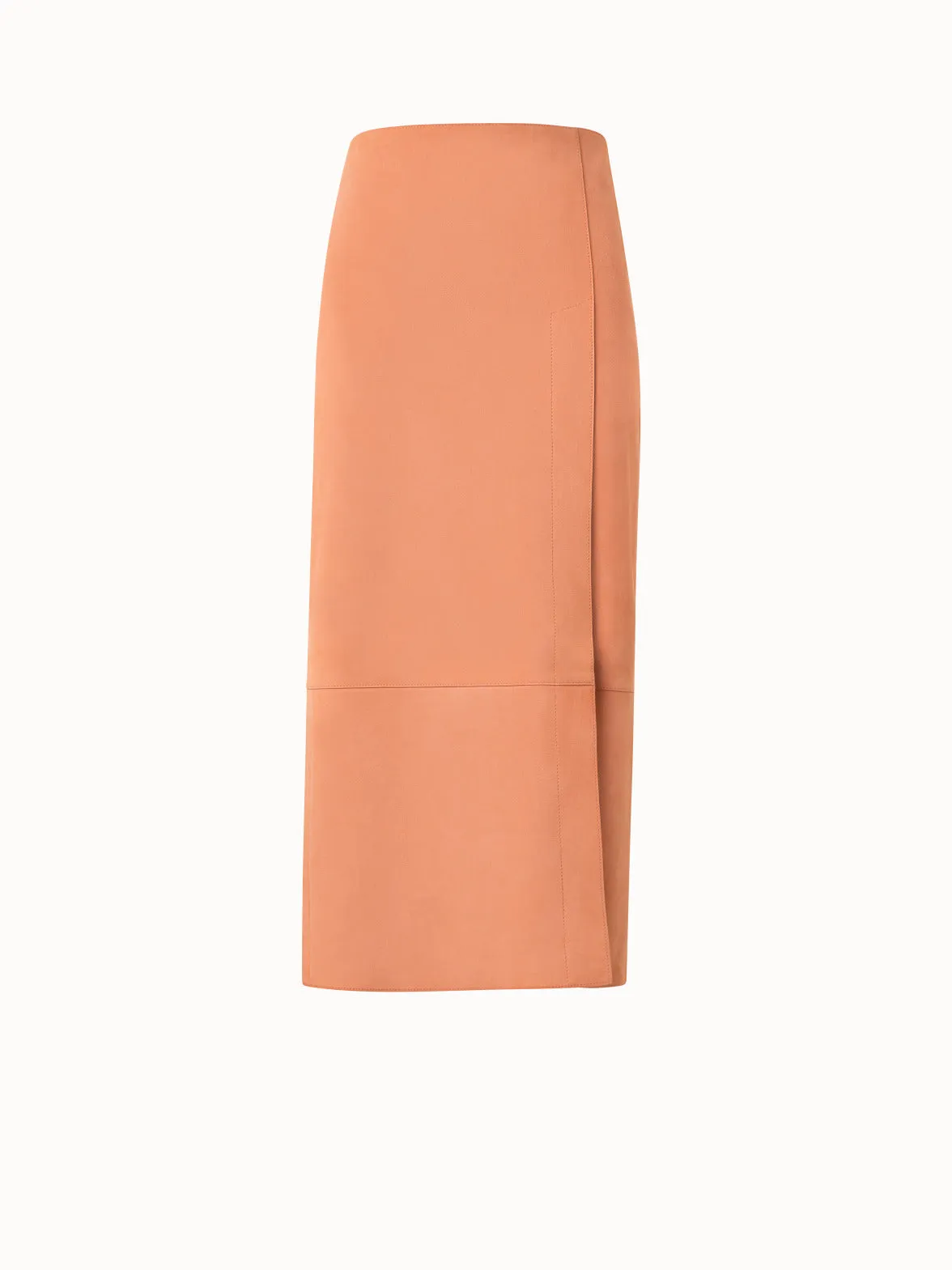 Long Pencil Skirt in Nubuck Lamb Leather Akris