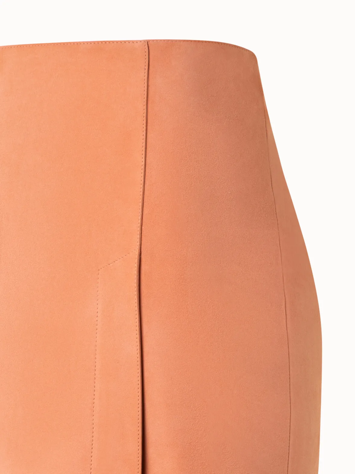 Long Pencil Skirt in Nubuck Lamb Leather Akris
