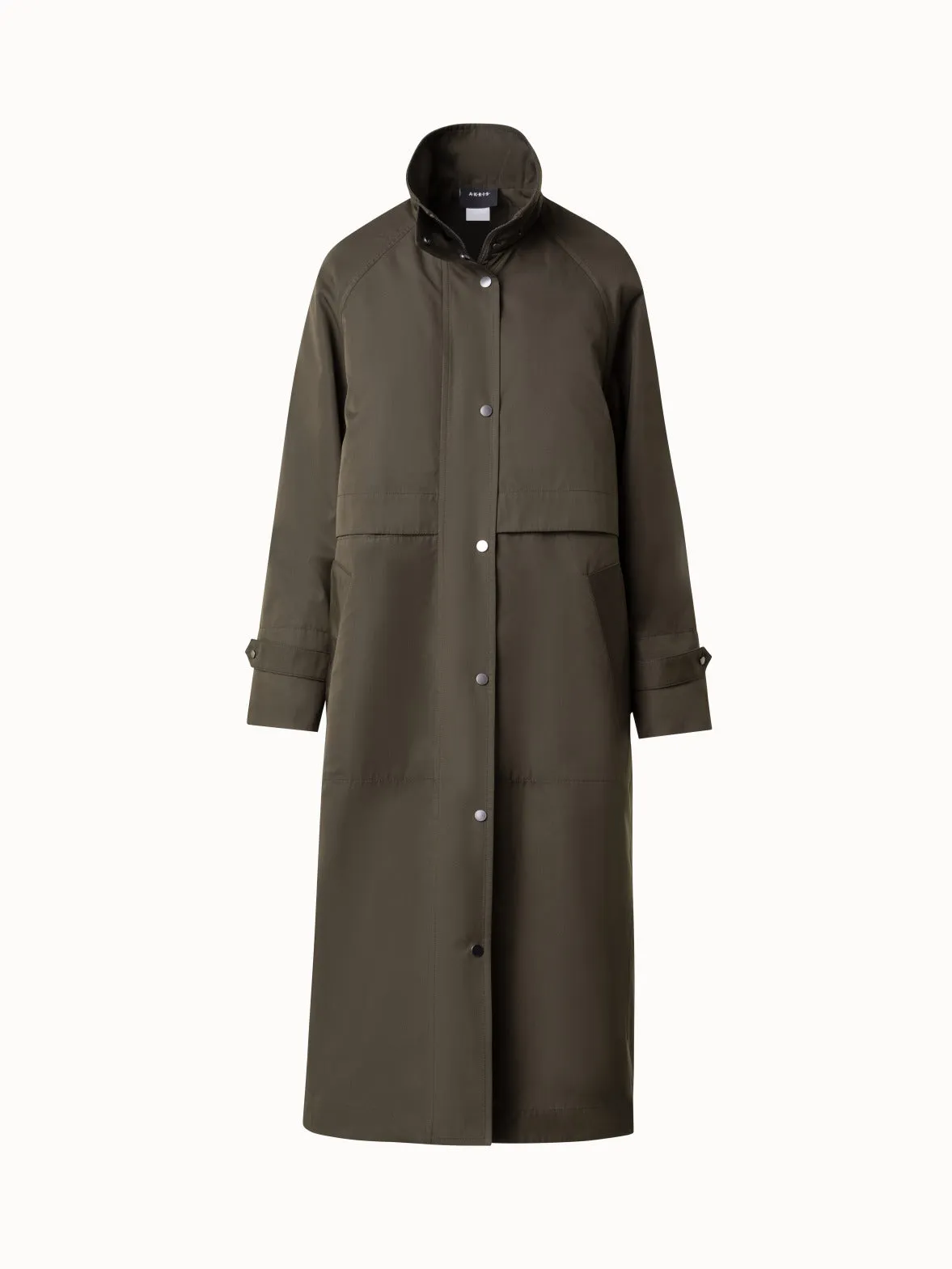 Long Silk Coat with Detachable Hood Akris
