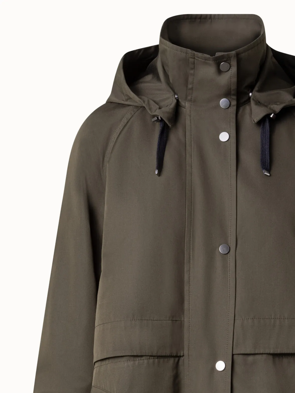Long Silk Coat with Detachable Hood Akris