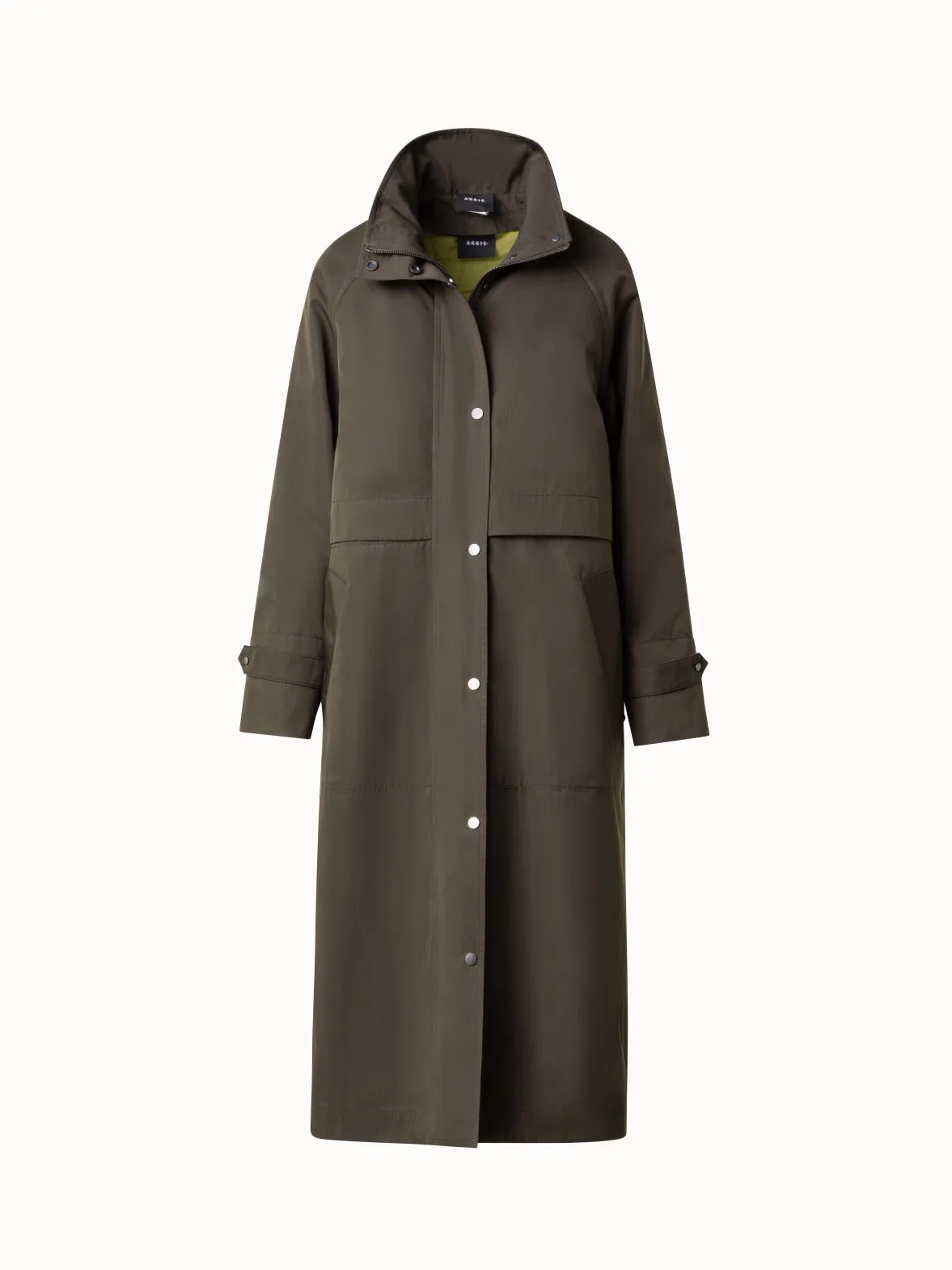 Long Silk Coat with Detachable Hood Akris
