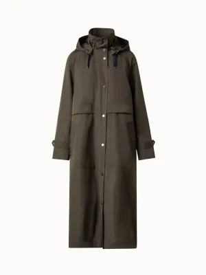 Long Silk Coat with Detachable Hood Akris