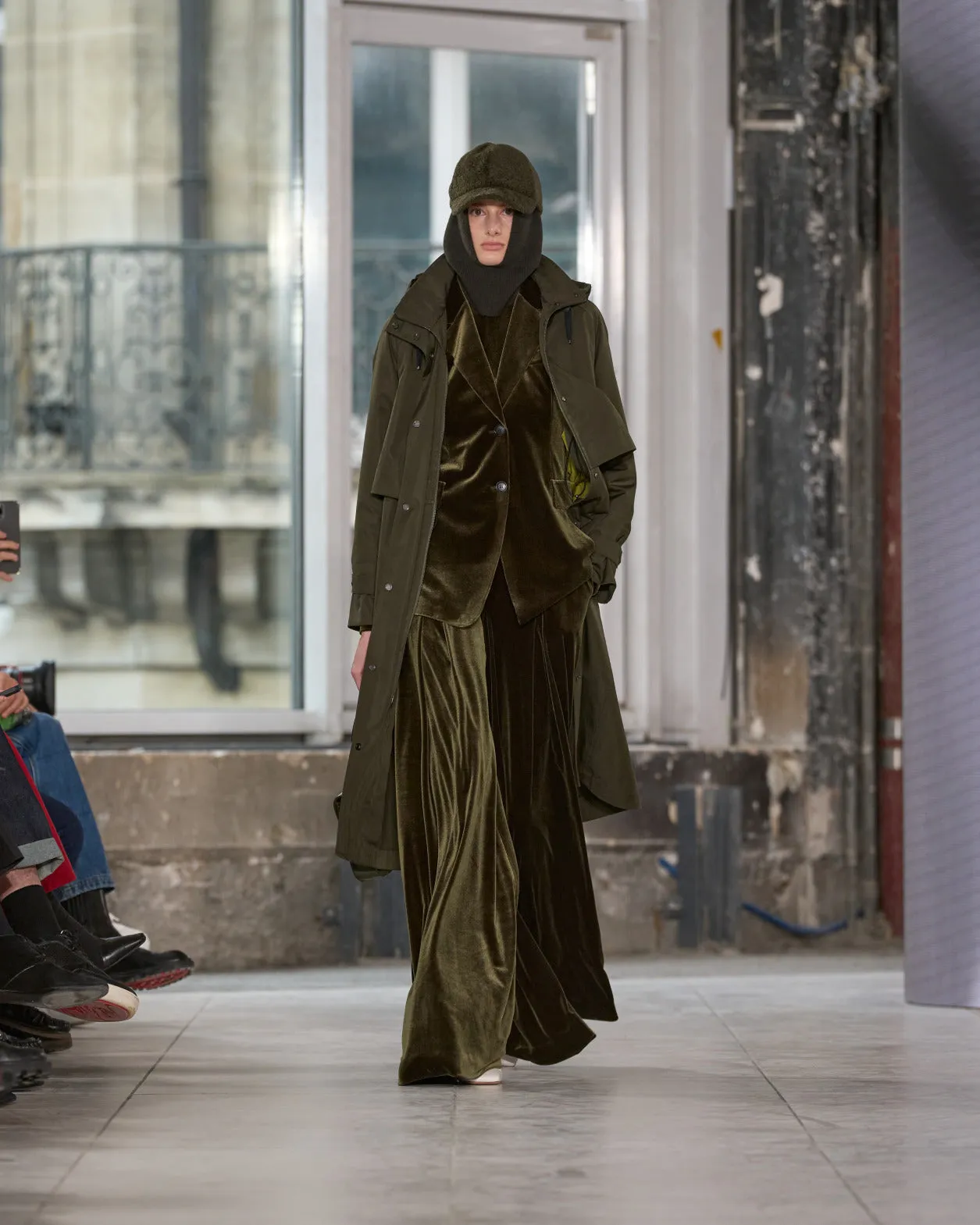 Long Silk Coat with Detachable Hood Akris