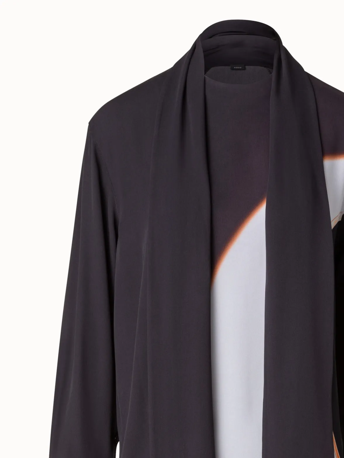 Long Silk Crêpe Tunic with Mocca Loop Print Akris