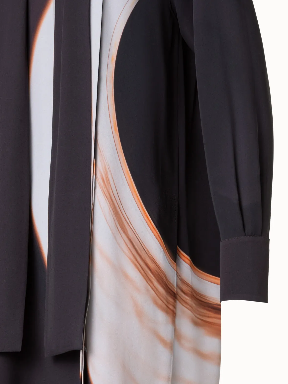 Long Silk Crêpe Tunic with Mocca Loop Print Akris