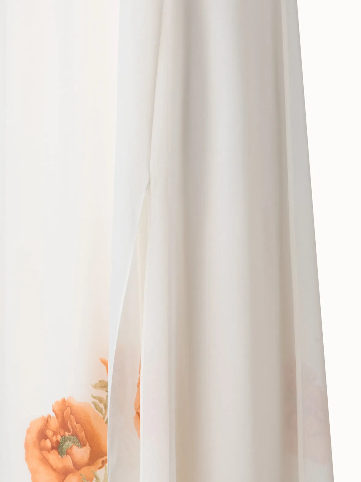 Long Silk Gown with Anemone Print 