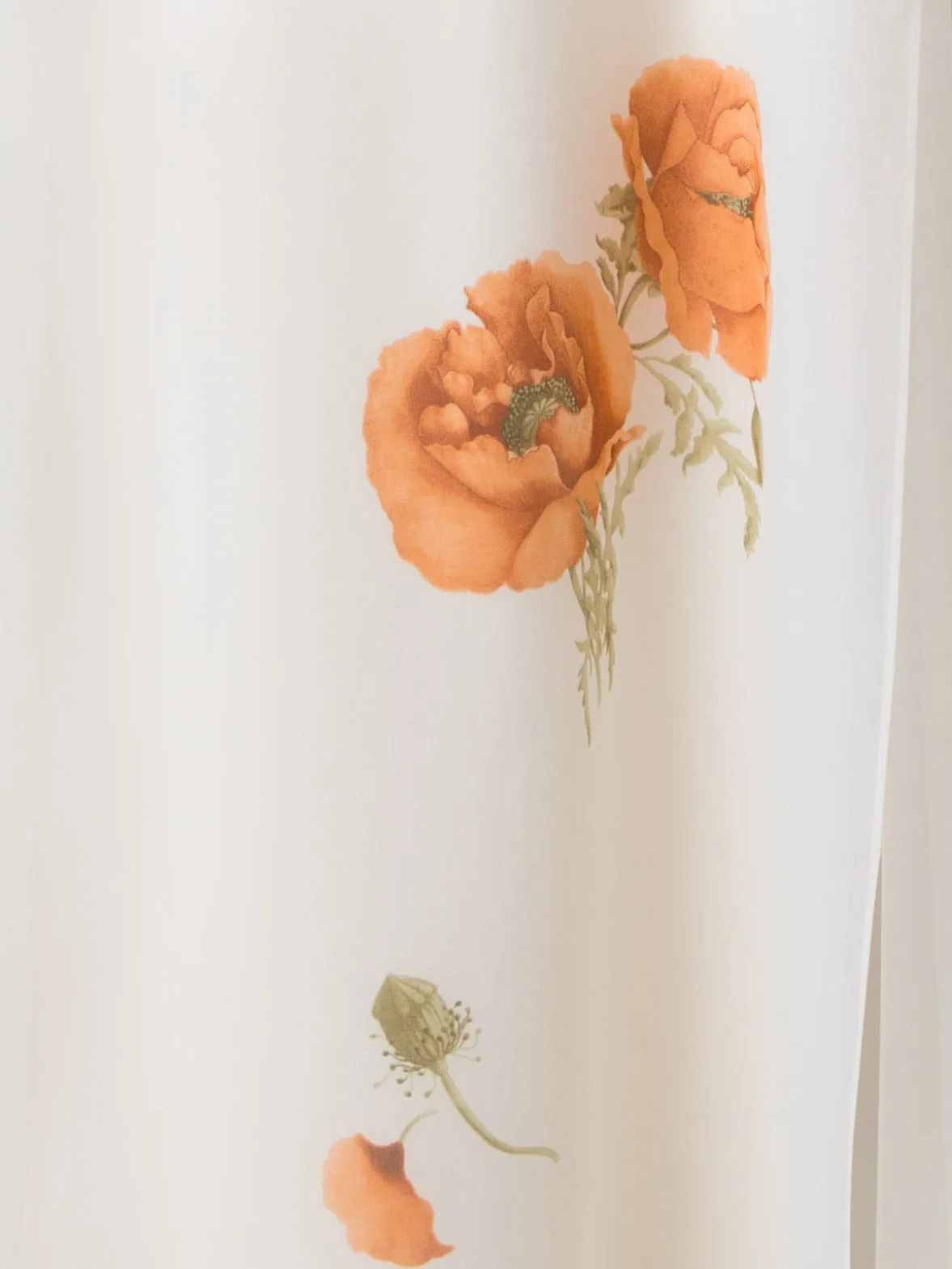 Long Silk Gown with Anemone Print 