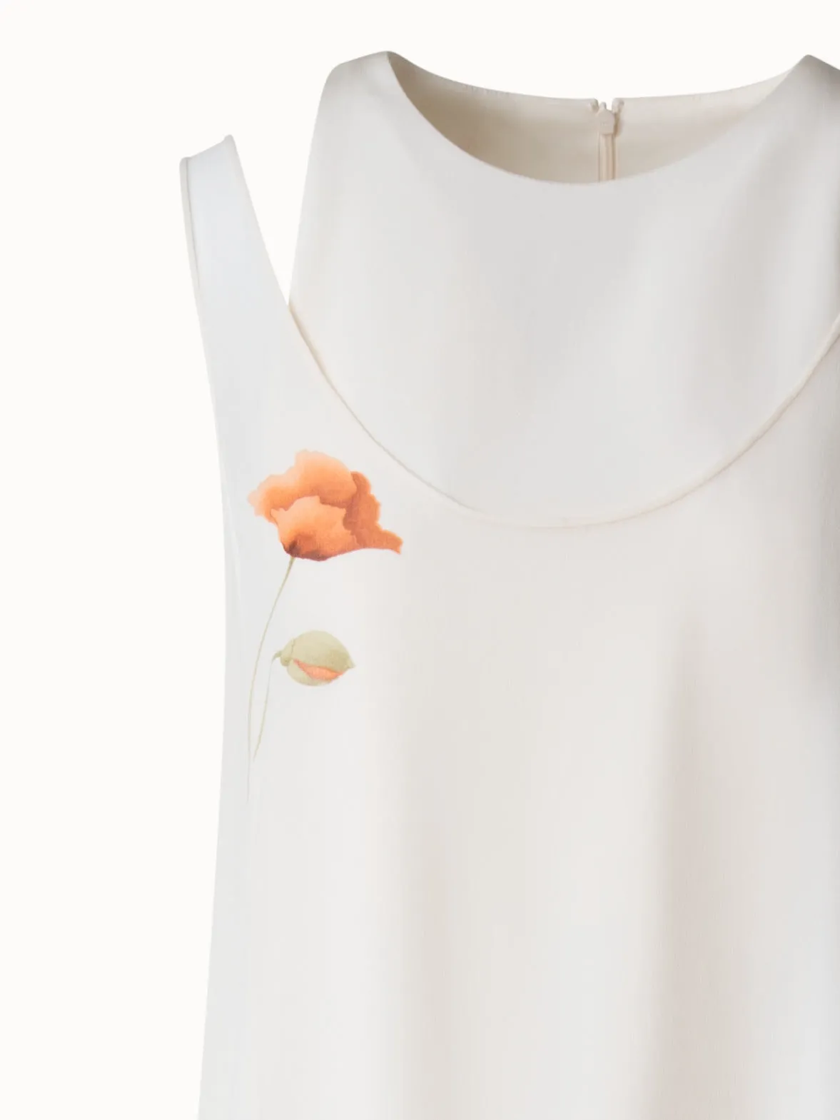 Long Silk Gown with Anemone Print 