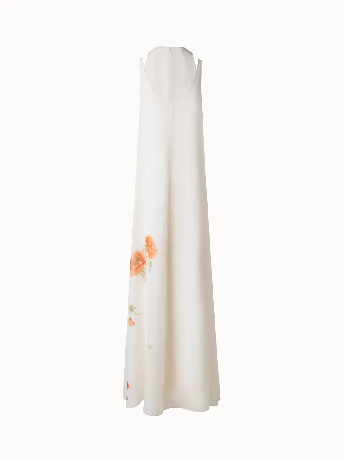 Long Silk Gown with Anemone Print 