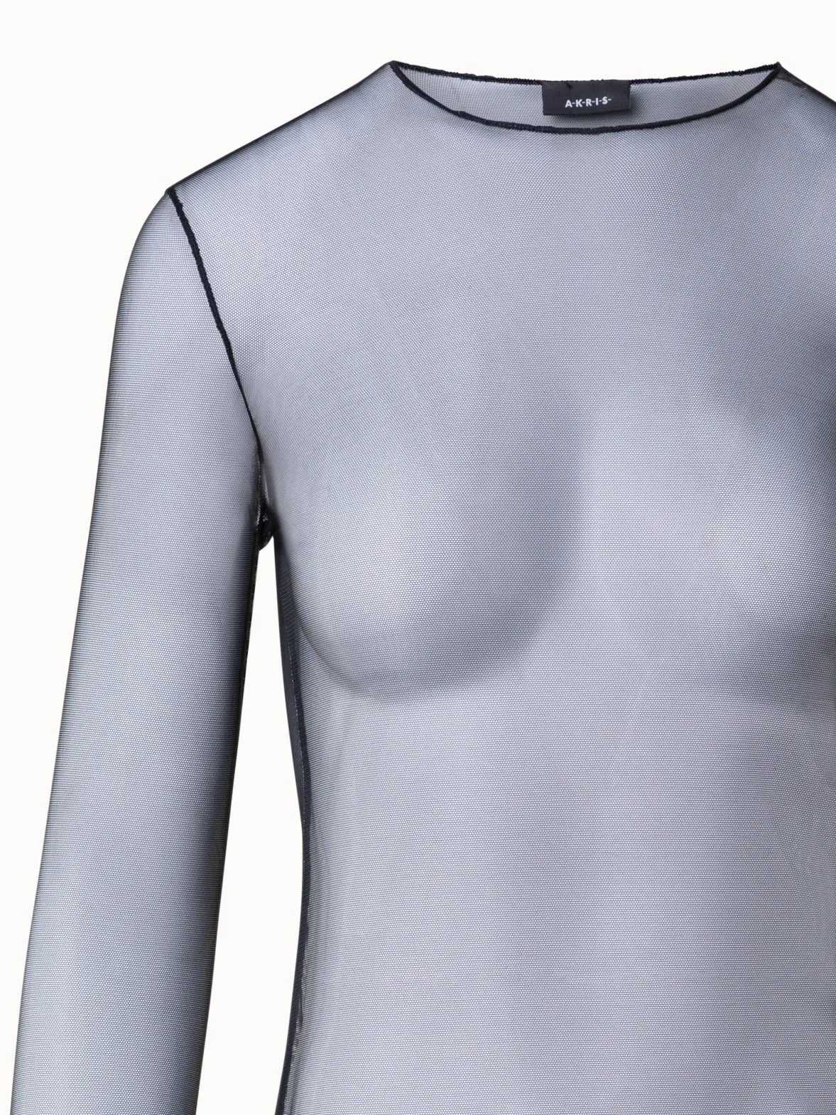 Long Sleeve Sheer Mesh Layering Top Akris