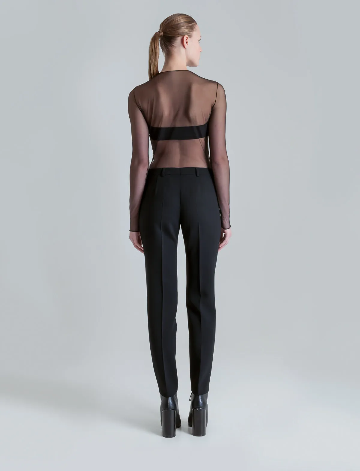 Long Sleeve Sheer Mesh Layering Top Akris