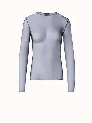 Long Sleeve Sheer Mesh Layering Top Akris