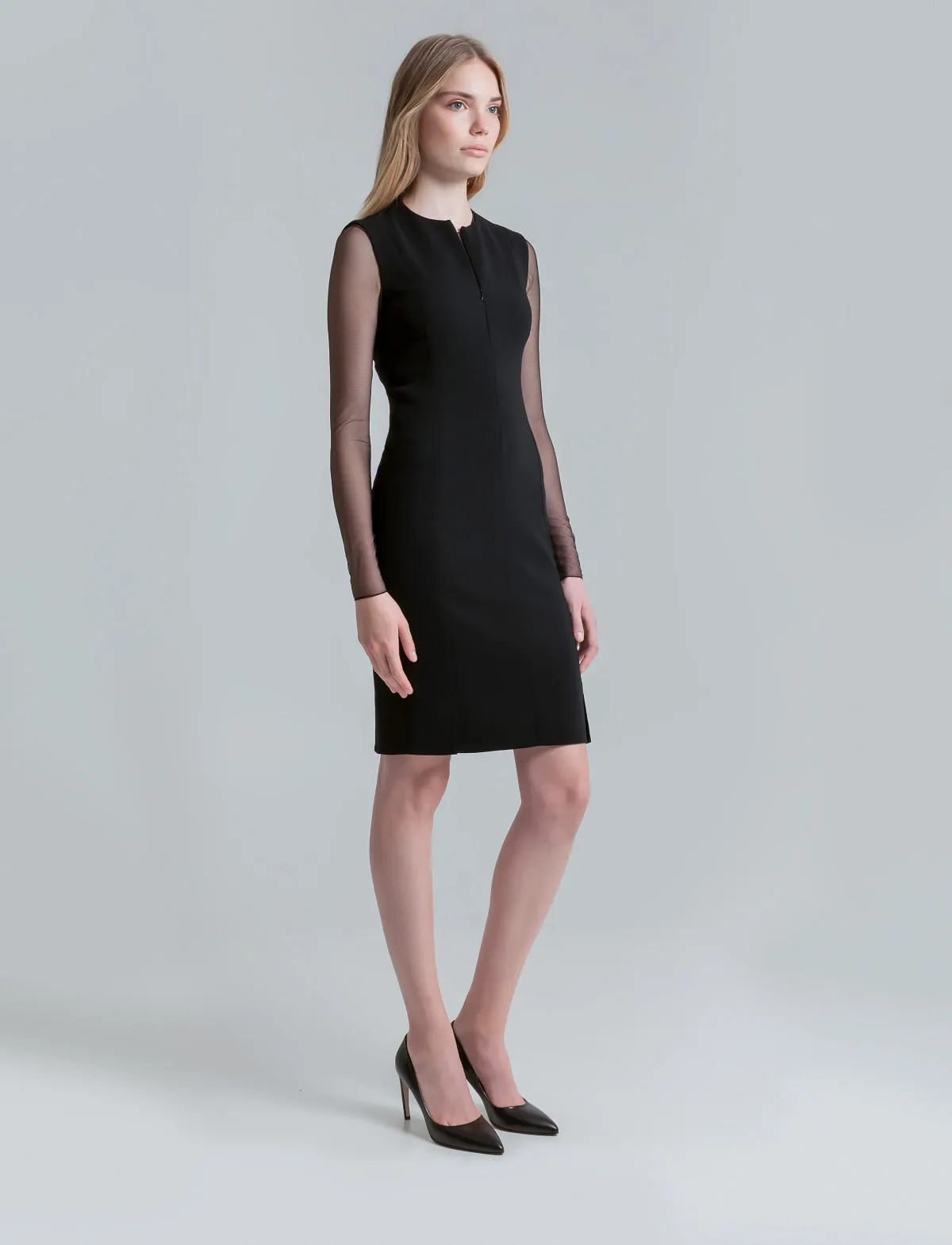 Long Sleeve Sheer Mesh Layering Top Akris