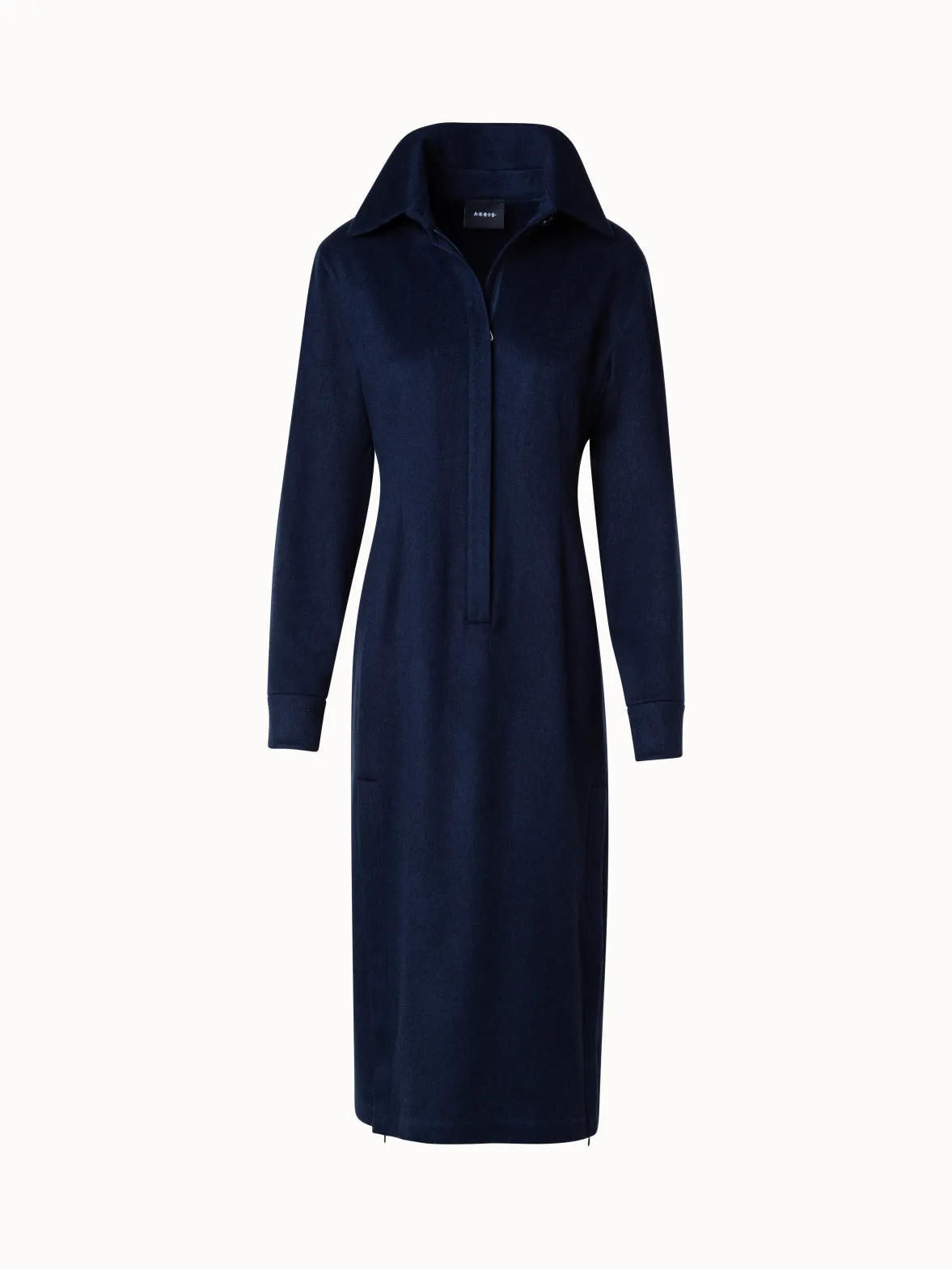 Long Sleeves Cashmere Midi Shirt Dress Akris