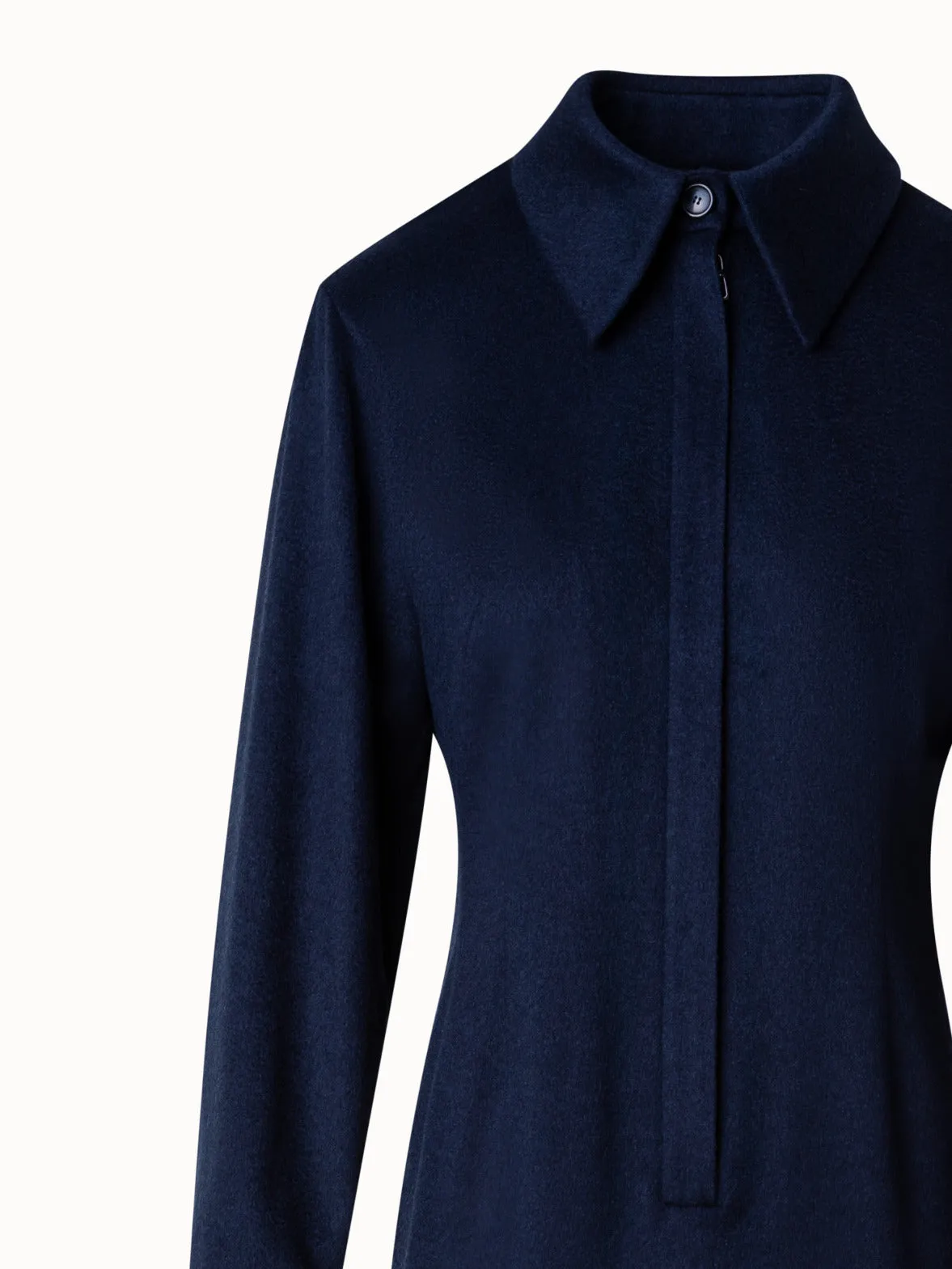 Long Sleeves Cashmere Midi Shirt Dress Akris