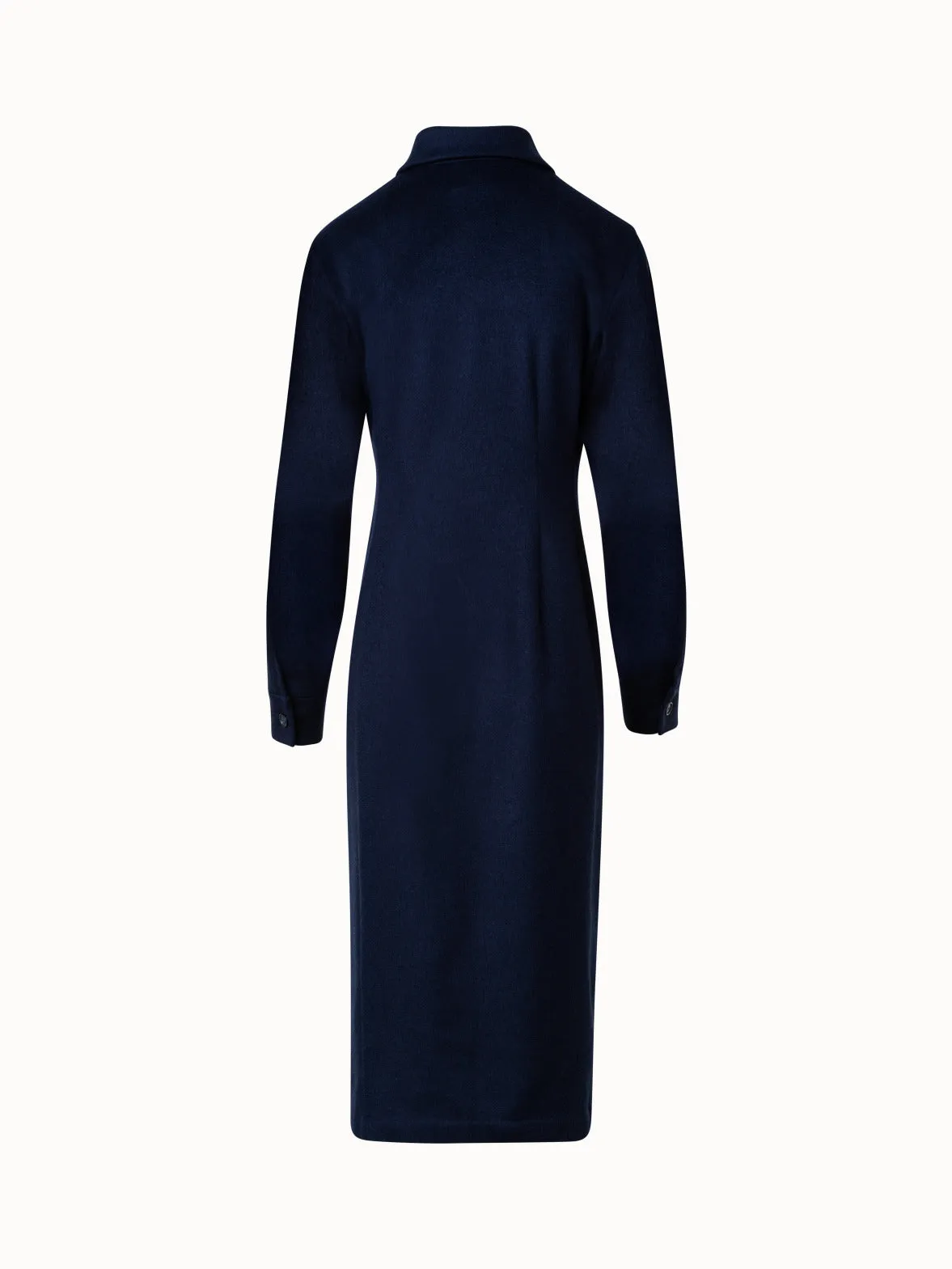 Long Sleeves Cashmere Midi Shirt Dress Akris