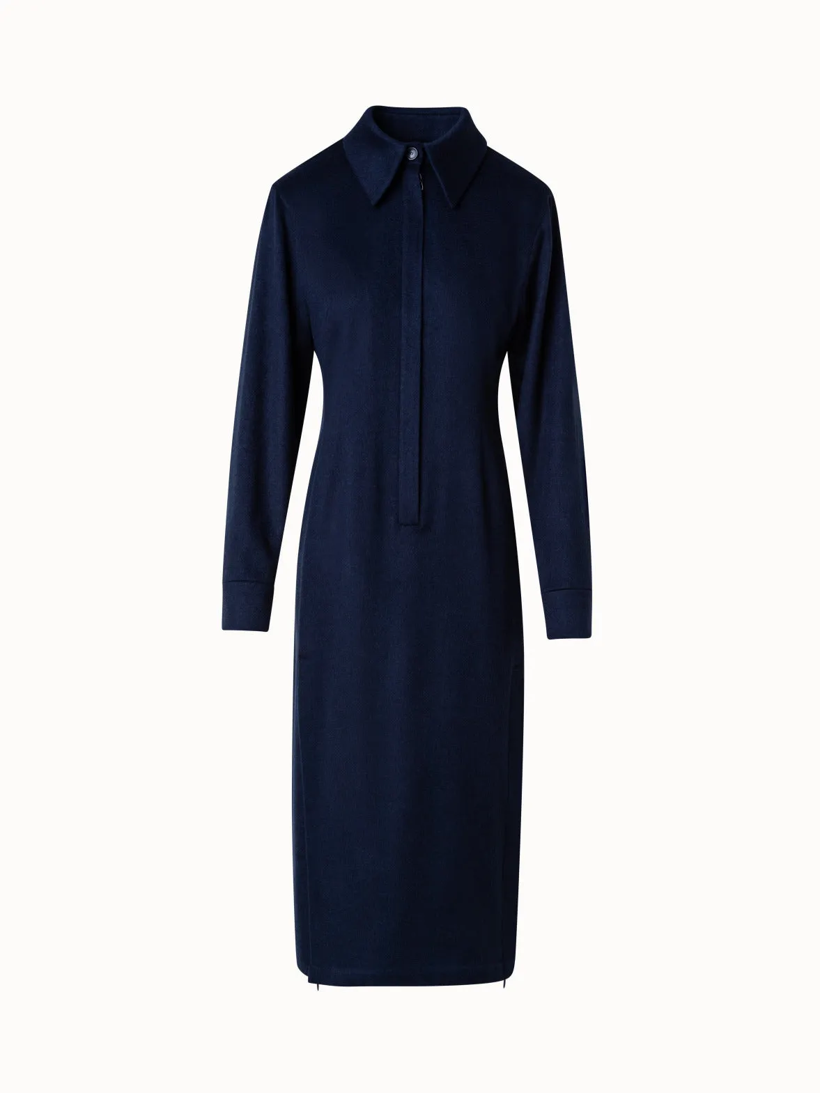 Long Sleeves Cashmere Midi Shirt Dress Akris