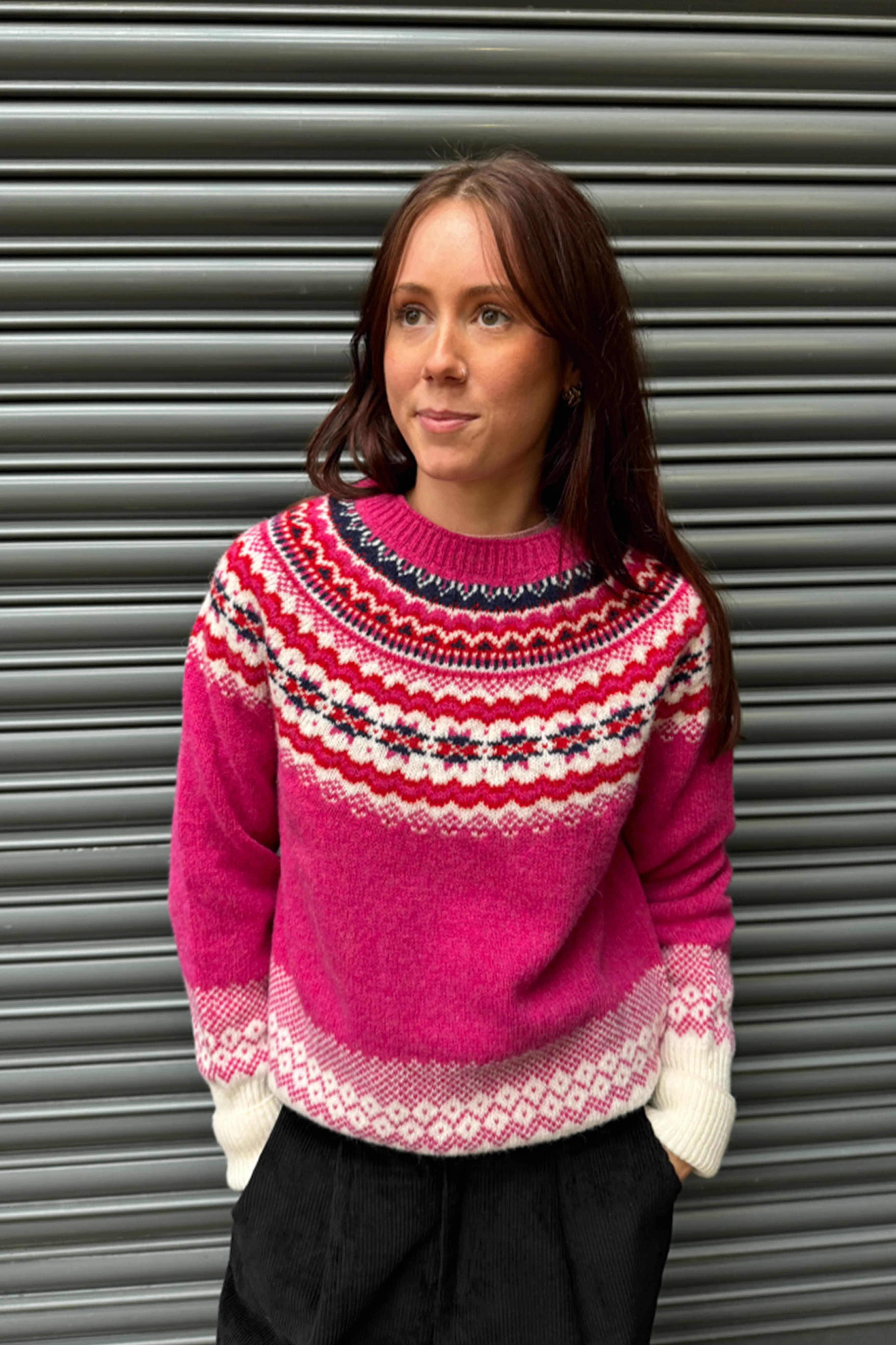 Lowie Caerphilly Fairisle Jumper in Pink