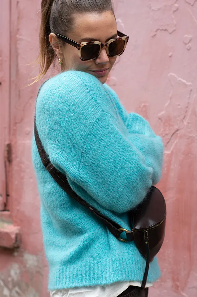 Maison Anje Beryton Uni Turquoise Pullover