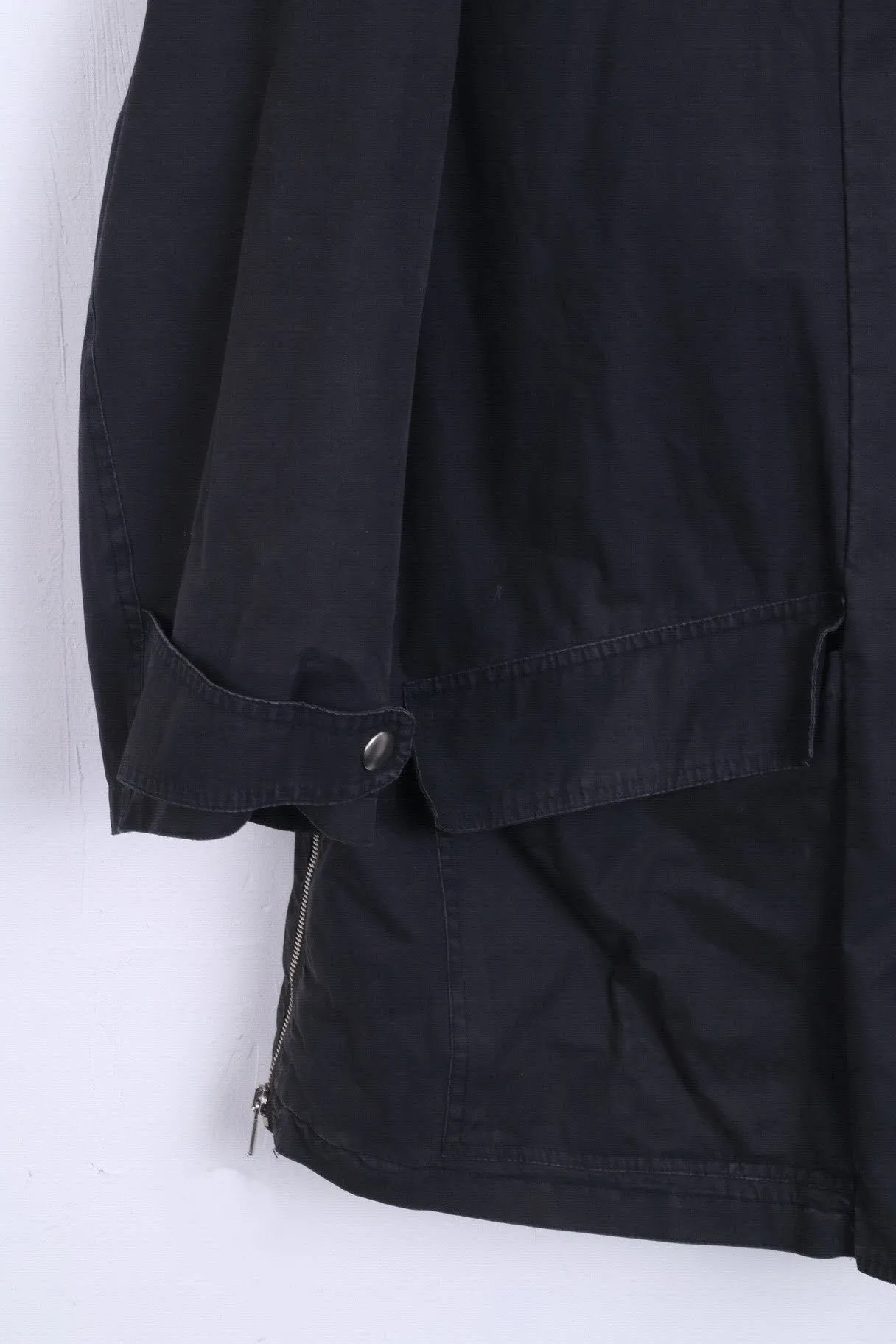 MARC CAIN Womens 4 XXL Jacket Black Cotton Washed Look Vintage