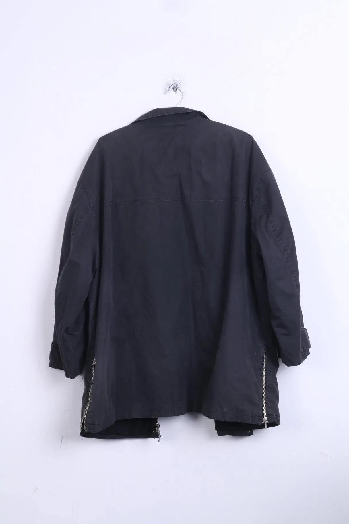 MARC CAIN Womens 4 XXL Jacket Black Cotton Washed Look Vintage