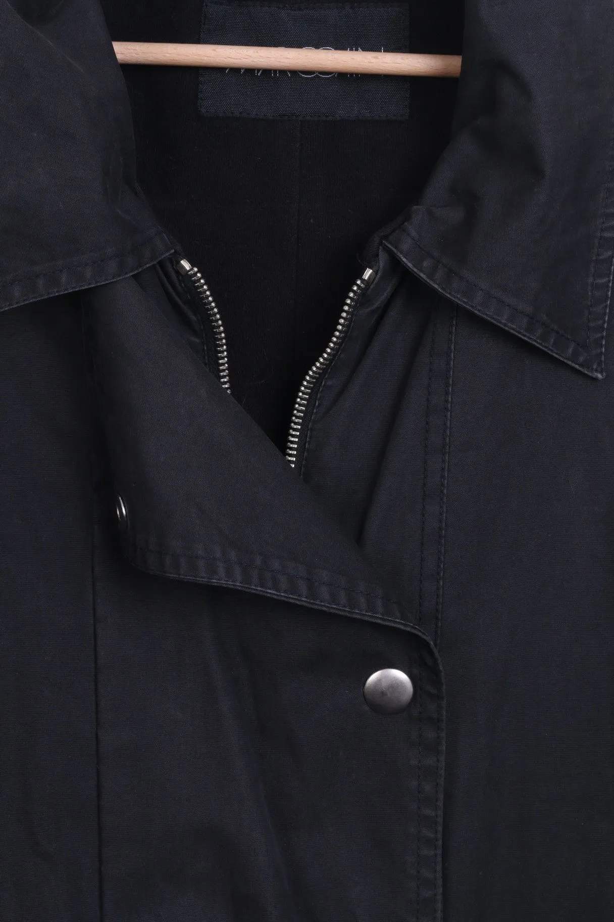 MARC CAIN Womens 4 XXL Jacket Black Cotton Washed Look Vintage