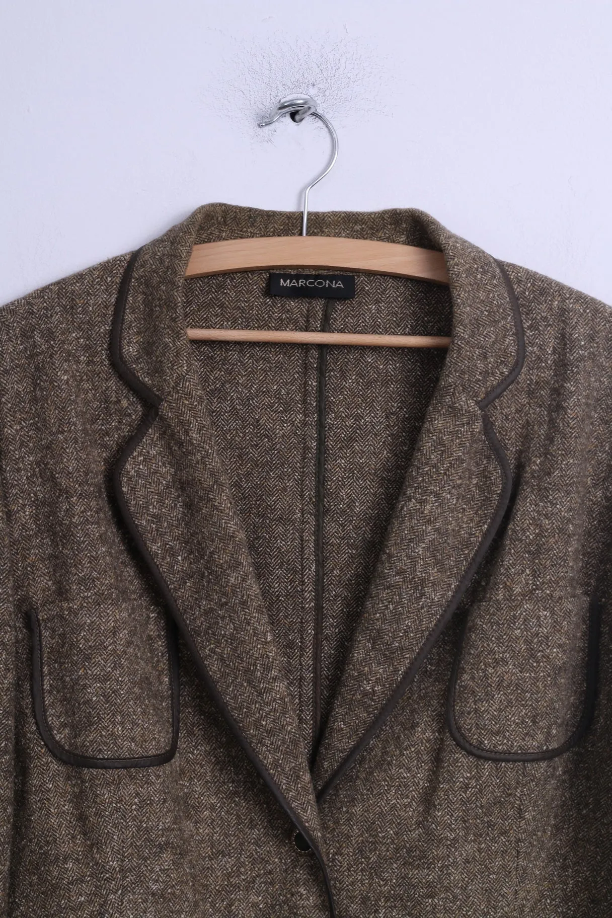Marcona Womens XXL Jacket Green Herringbone 2/3 Sleeve Single Breasted Blazer