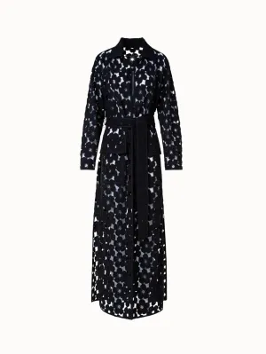 Maxi Coat with Allover Anemone Embroidery Akris