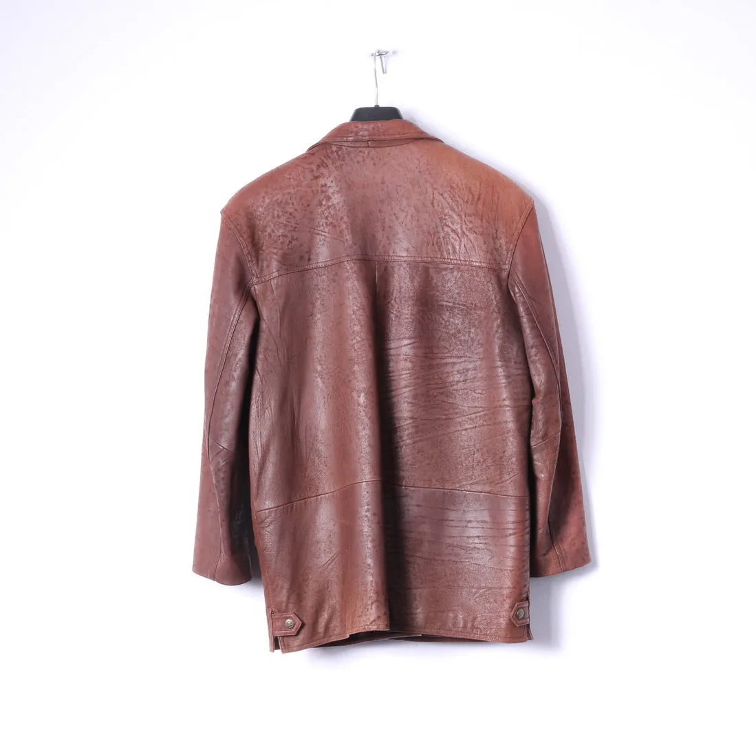 Maxin Norway Women 34 M Jacket Brown Leather Oversize Polarpels Single Breasted Blazer