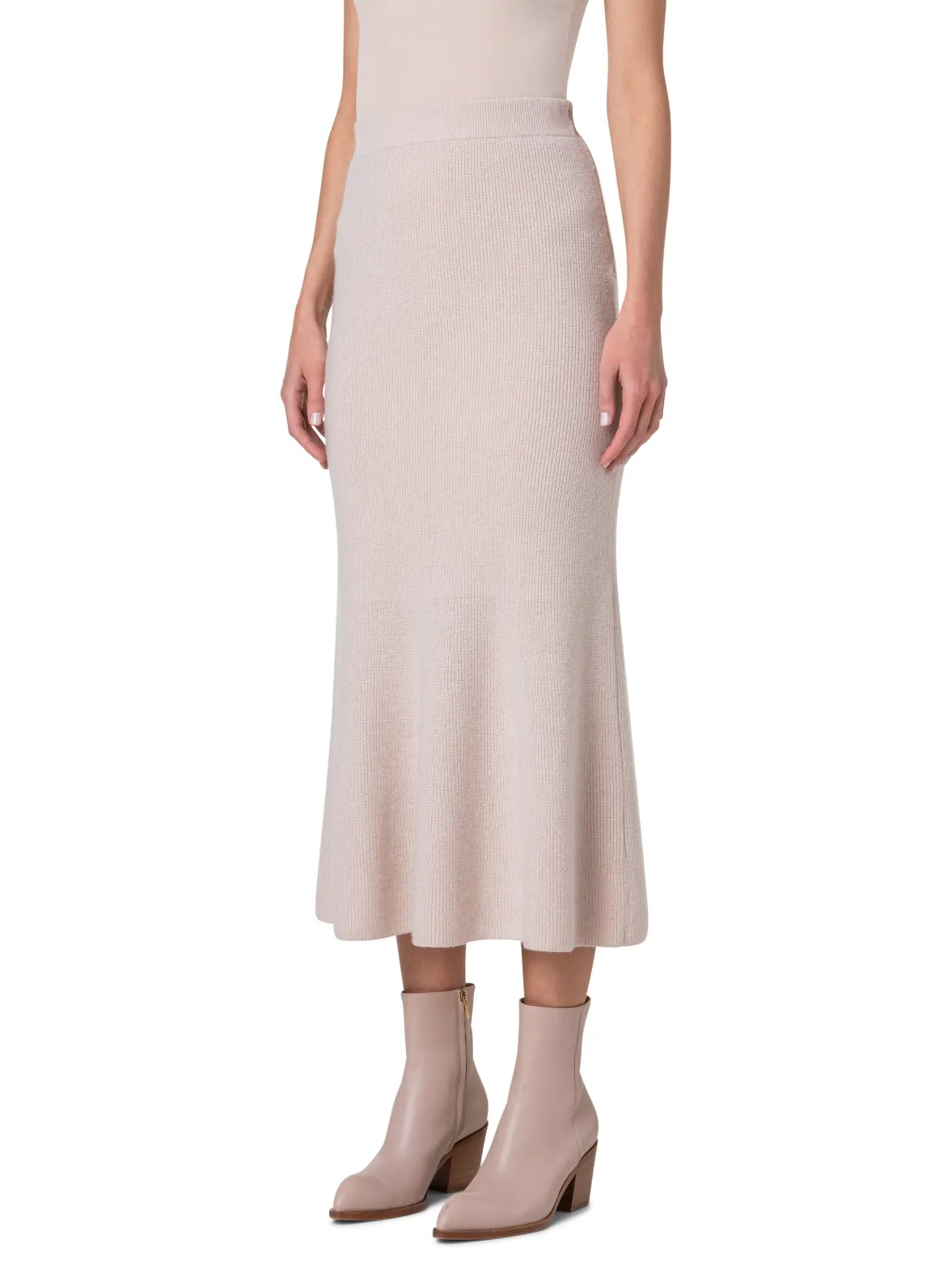 Midi Knit Skirt in Ribbed Cashmere Akris