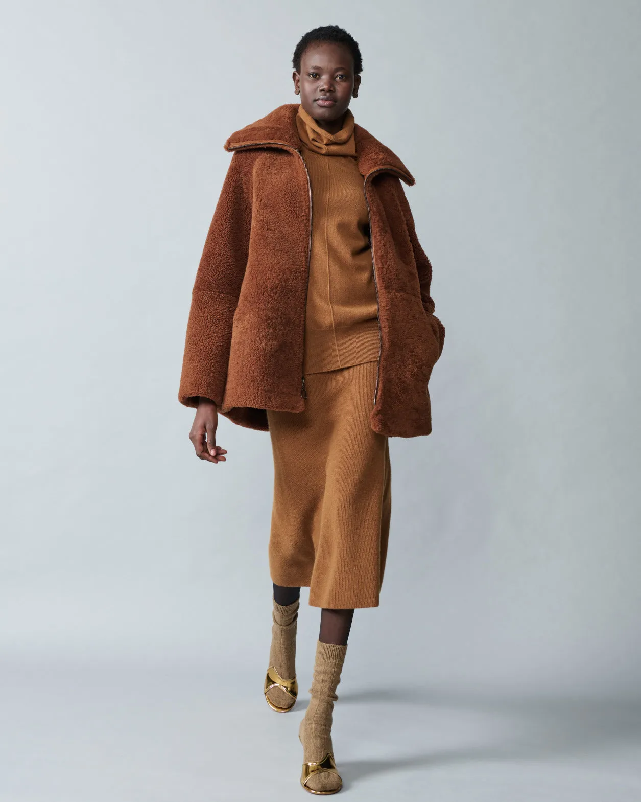 Midi Knit Skirt in Ribbed Cashmere Akris