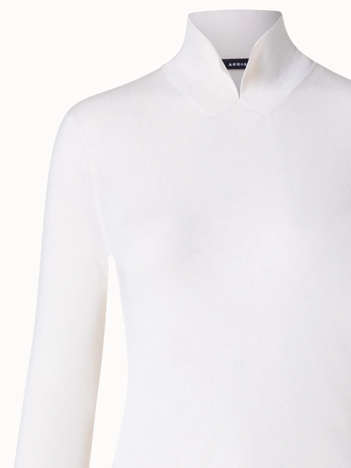Mock Neck Knit Pullover in Cashmere and Silk Akris