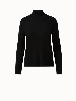 Mock Neck Knit Pullover in Cashmere and Silk Akris