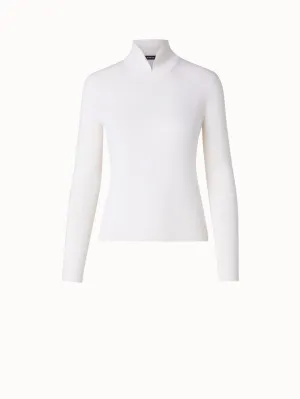 Mock Neck Knit Pullover in Cashmere and Silk Akris