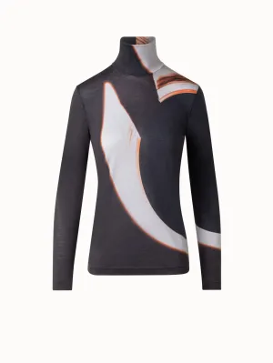 Mock Neck Top with Mocca Loop Print Akris