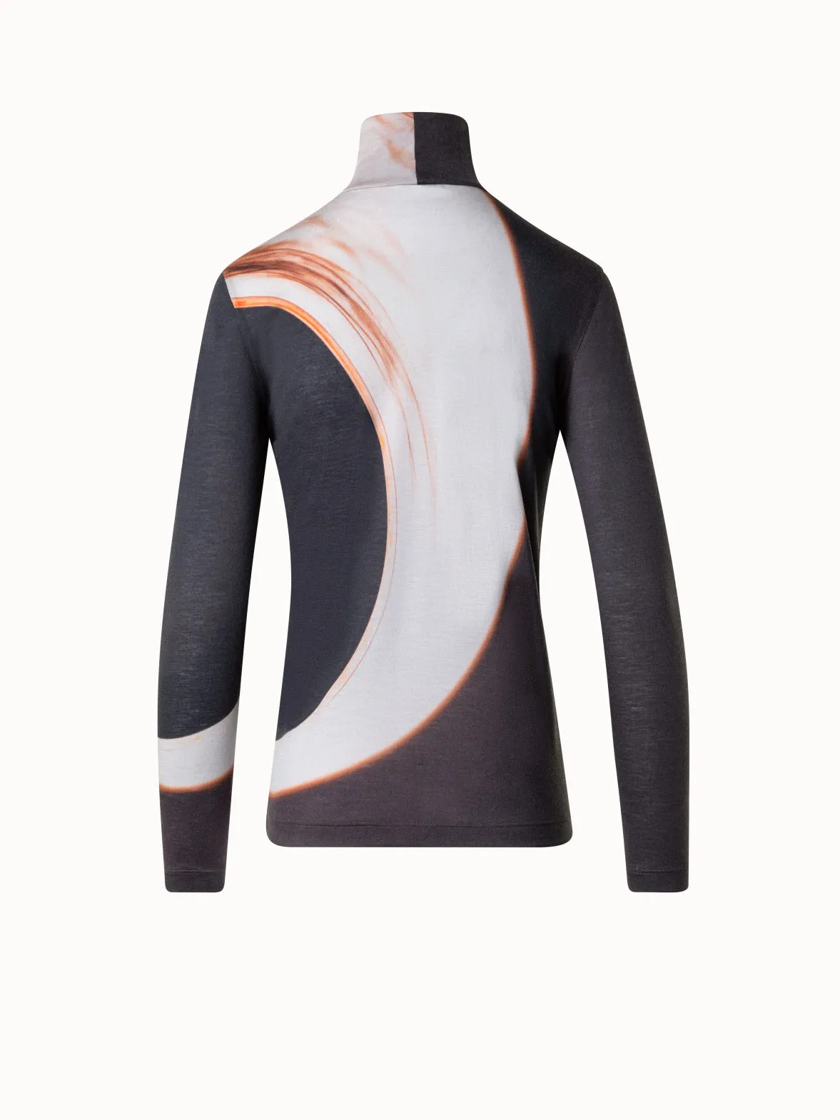 Mock Neck Top with Mocca Loop Print Akris