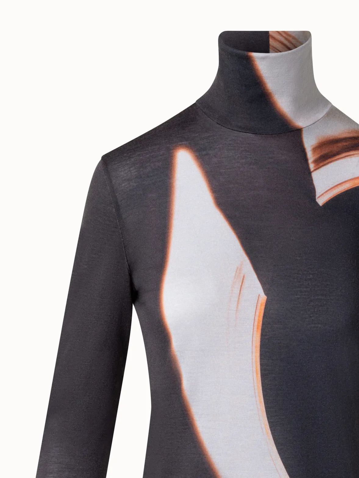 Mock Neck Top with Mocca Loop Print Akris
