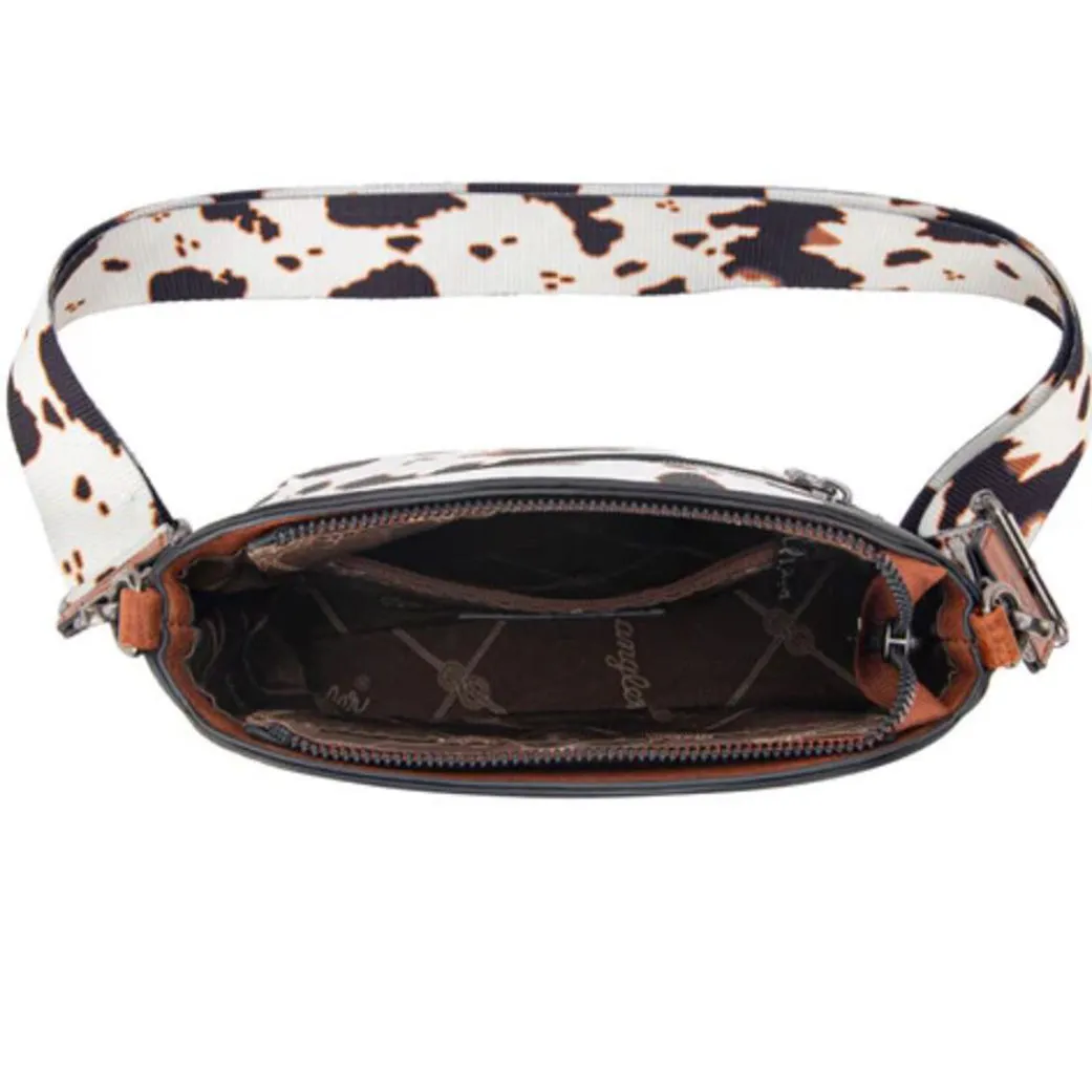 Montana West Wrangler Brown Cow Print Crossbody