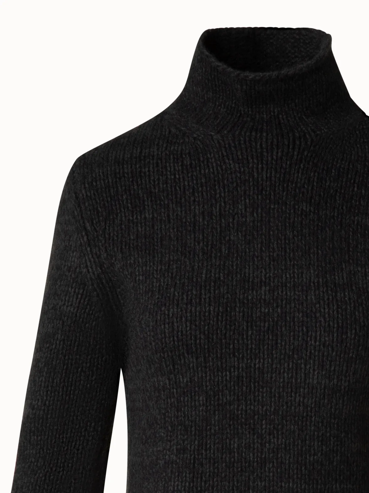 Mouliné Cashmere Wool Mock Neck Sweater Akris