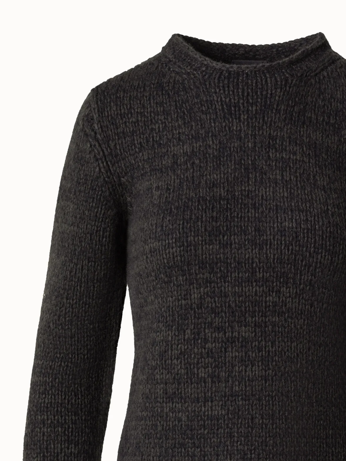 Mouliné Cashmere Wool Round Neck Sweater Akris