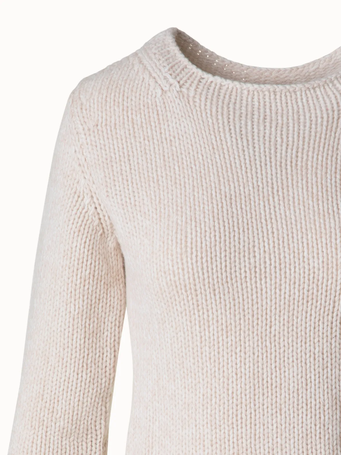 Mouliné Cashmere Wool Round Neck Sweater Akris