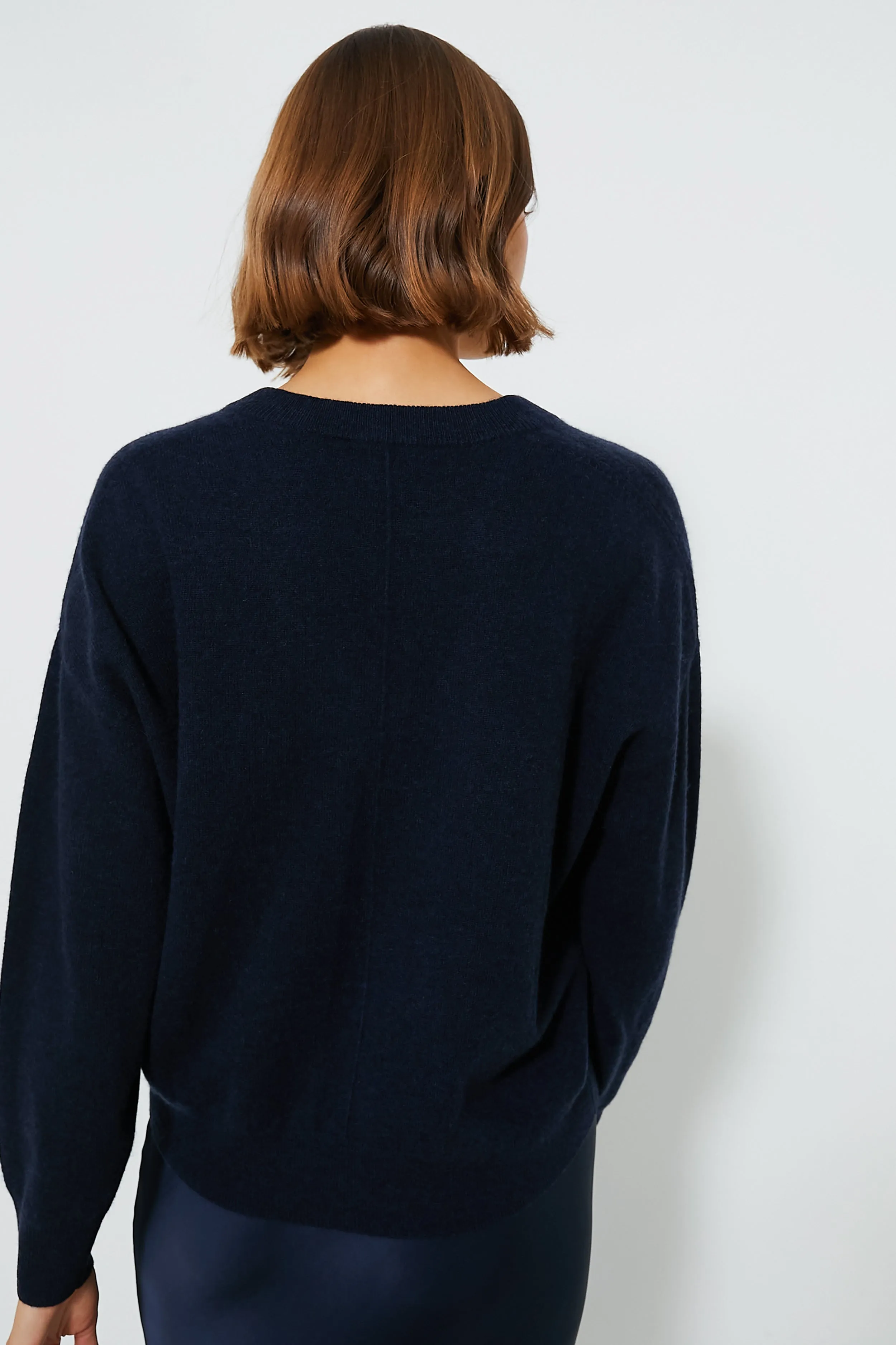 Navy Cashmere Emma V-Neck Boyfriend Sweater