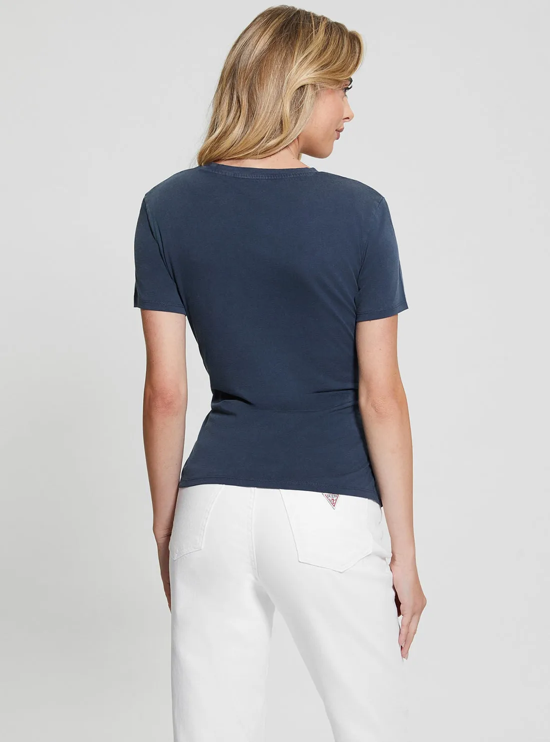 Navy Garden Glow Up Lace T-Shirt Guess
