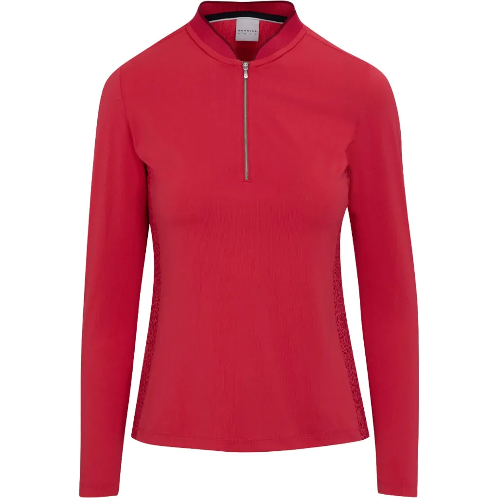 New Dunning Fallow Ventilated Performance Long Sleeve Golf Top - Dahlia MSP$98