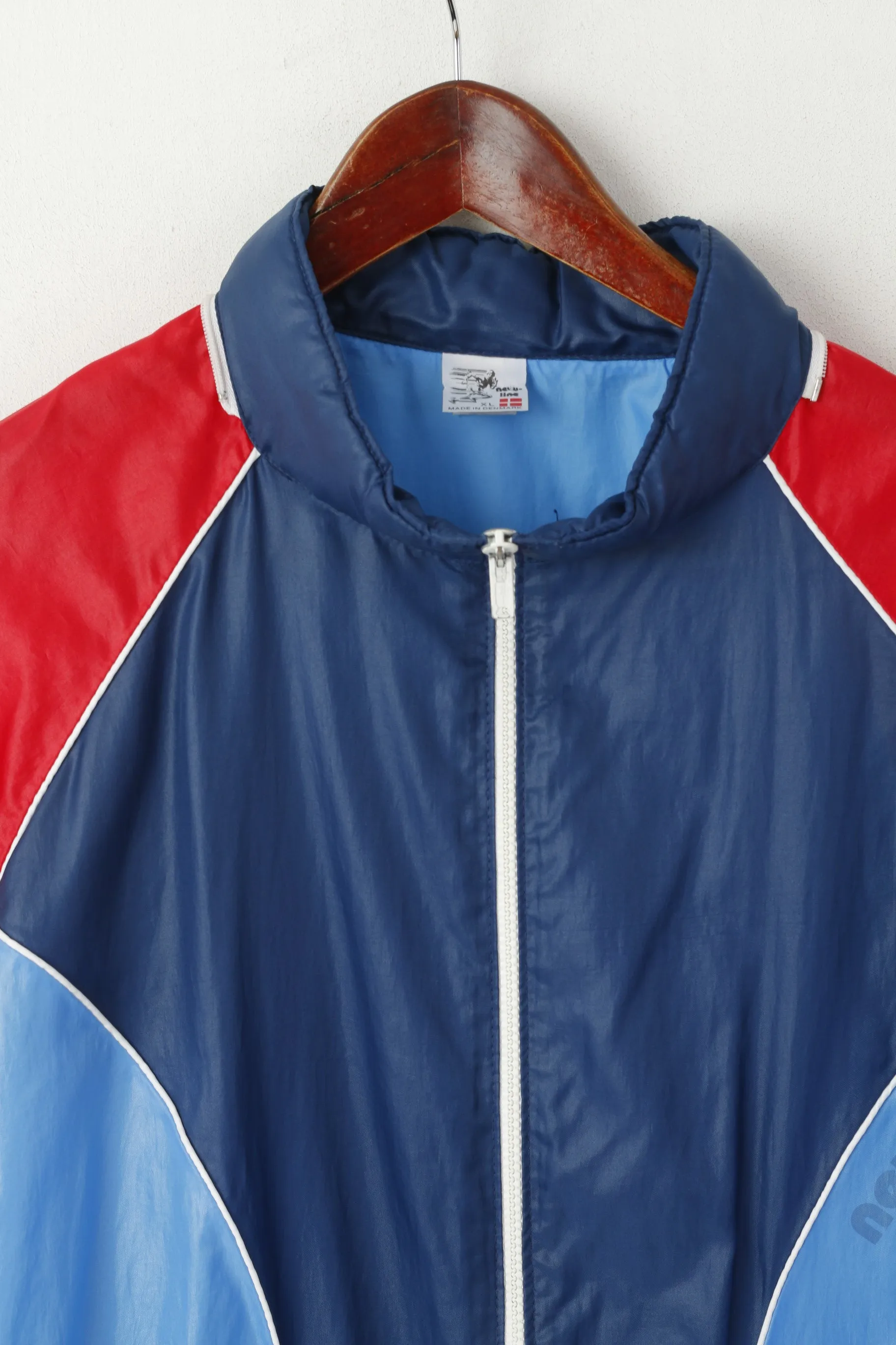 New Line Men  XL Jacket Blue Nylon Denmark Sportswear Full Zip Lightweight Top
