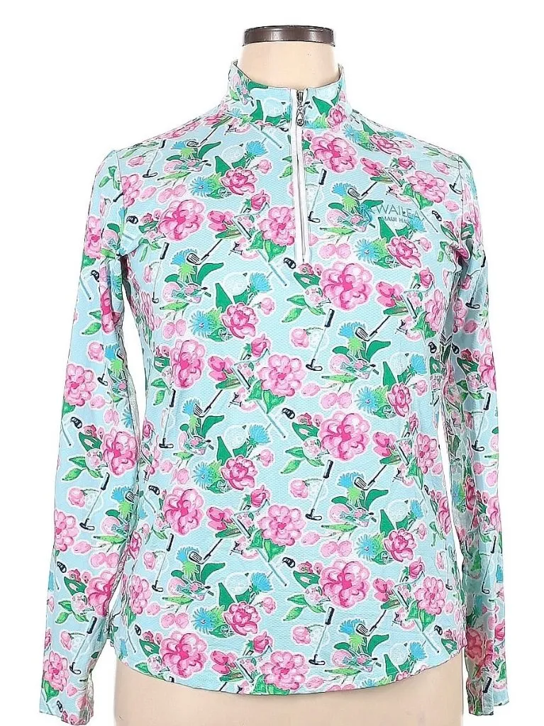 New San Soleil Women's Floral& Golf Club Print Pullover w/ Wailea Logo Size XL MSp$108