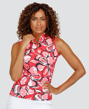 New Tail Mea Funnel Neck Sleeveless Floral Top in Pink, White & Black MSP$93